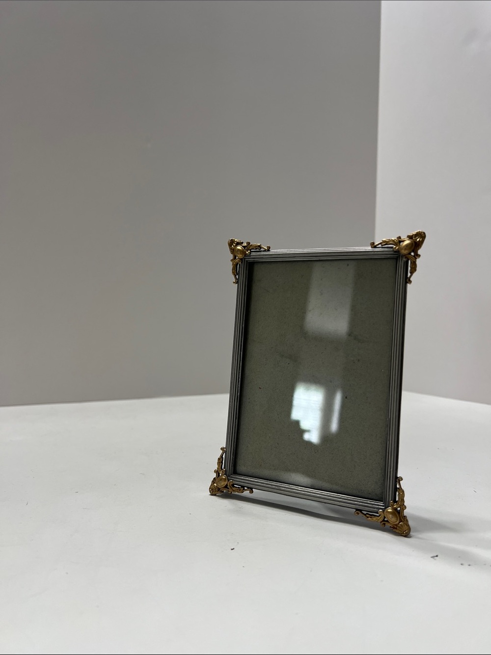 Silver Frame with Gold Corner Accents - Decorative Table Picture Frame